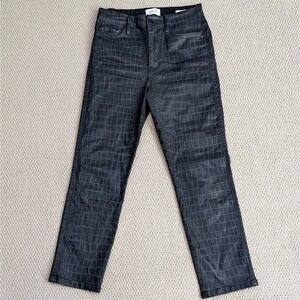 FRAME Jeans Womens Size 30 Black Noir Croc Coated Le Sylvie Slender Straight‎